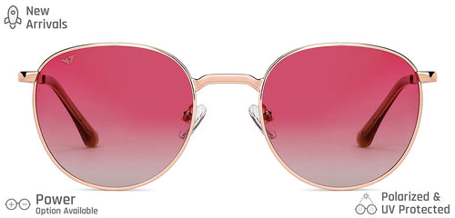 Gold Round Full Rim Women Sunglasses by Vincent Chase Polarized-148937