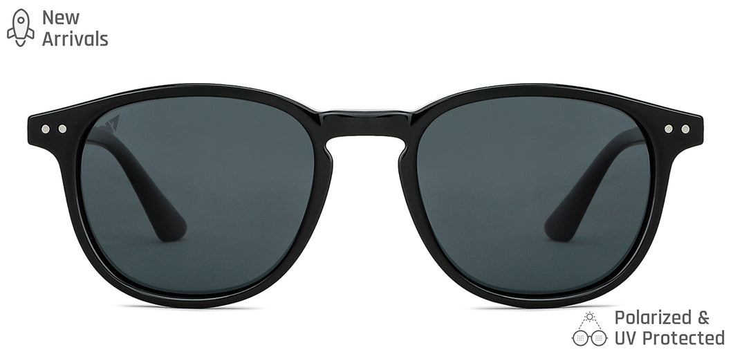 Black Round Full Rim Unisex Sunglasses by Vincent Chase Polarized-148971