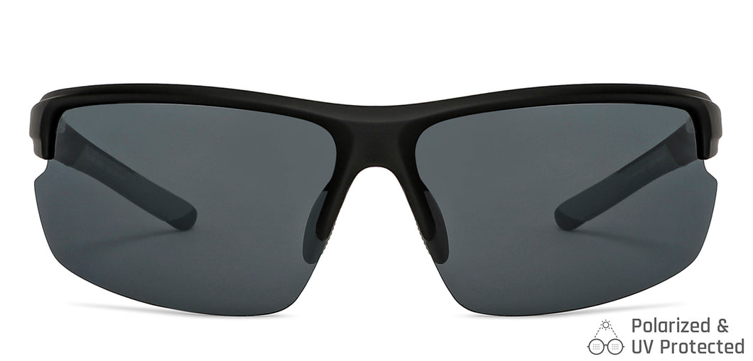 Black Sports Half Rim Unisex Sunglasses by Vincent Chase Polarized-149108