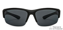 Load image into Gallery viewer, Black Sports Half Rim Unisex Sunglasses by Vincent Chase Polarized-149117