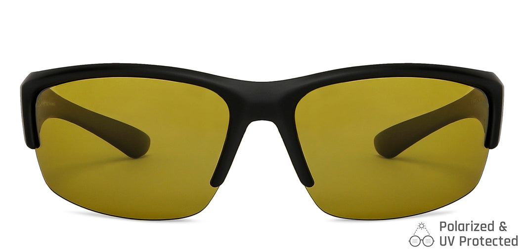 Black Sports Half Rim Unisex Sunglasses by Vincent Chase Polarized-149118