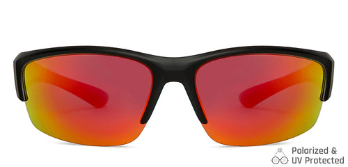 Black Sports Half Rim Unisex Sunglasses by Vincent Chase Polarized-149120