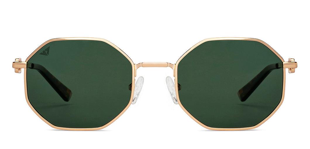 Gold Geometric Full Rim Unisex Sunglasses by Vincent Chase-151076