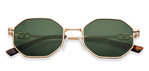 Gold Geometric Full Rim Unisex Sunglasses by Vincent Chase-151076