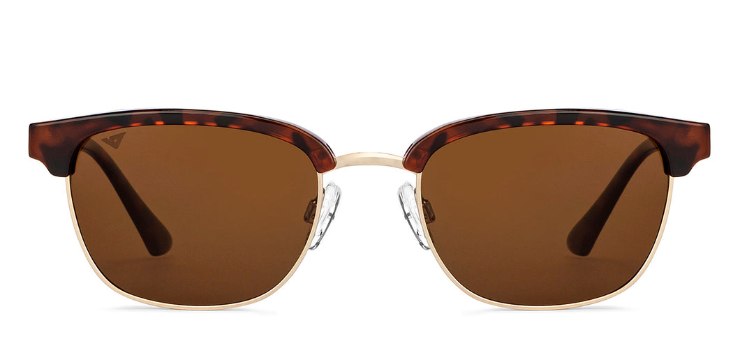 Gold Clubmaster Full Rim Unisex Sunglasses by Vincent Chase Polarized-151125