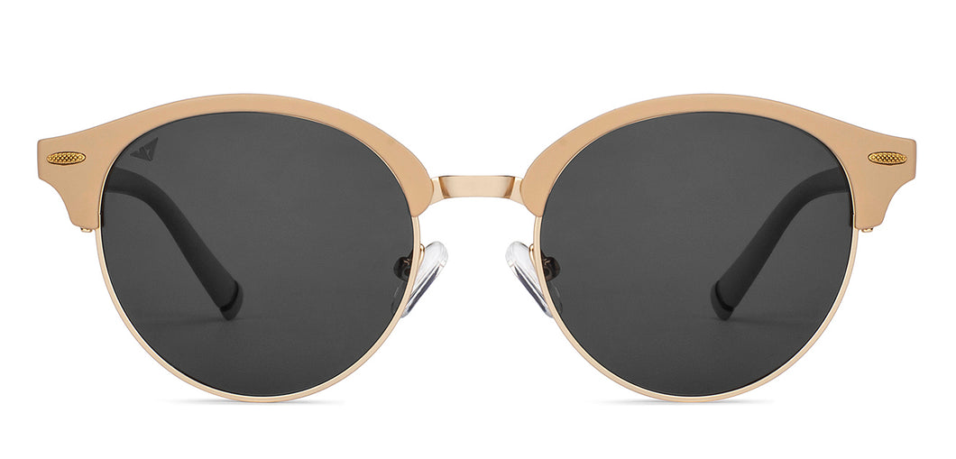 Gold Clubmaster Full Rim Unisex Sunglasses by Vincent Chase Polarized-151157