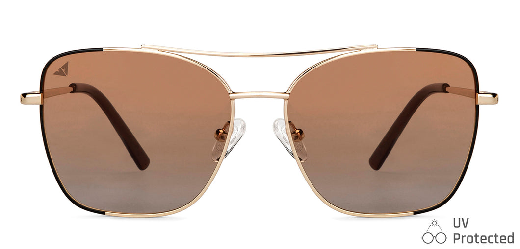 Gold Black Aviator Full Rim Unisex Sunglasses by Vincent Chase-151273