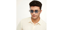 Load image into Gallery viewer, Grey Geometric Full Rim Unisex Sunglasses by Vincent Chase Polarized-201183
