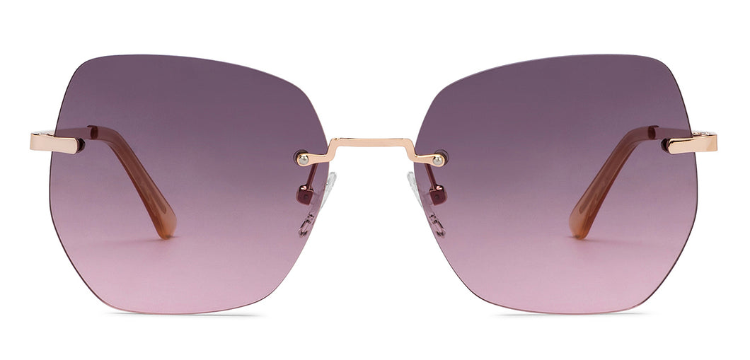 Gold Geometric Rimless Women Sunglasses by Vincent Chase-207639