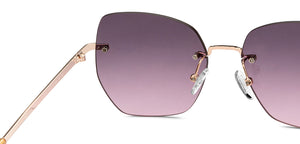 Gold Geometric Rimless Women Sunglasses by Vincent Chase-207639