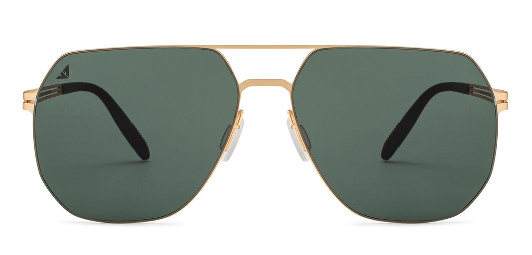 Gold Geometric Full Rim Unisex Sunglasses by Vincent Chase-209338