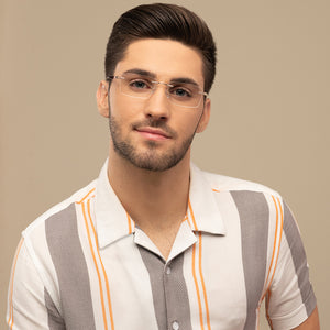 Gold Rectangle Rimless Unisex Eyeglasses by Vincent Chase-142841