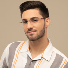Load image into Gallery viewer, Gold Rectangle Rimless Unisex Eyeglasses by Vincent Chase-142841