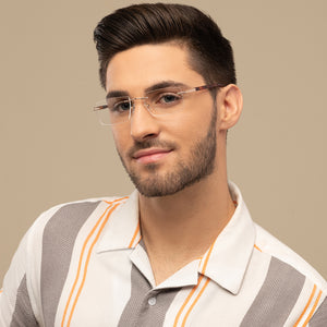 Gold Rectangle Rimless Unisex Eyeglasses by Vincent Chase-142841