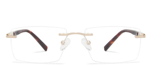 Gold Rectangle Rimless Unisex Eyeglasses by Vincent Chase-142841