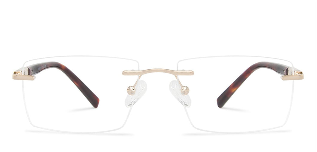Gold Rectangle Rimless Unisex Eyeglasses by Vincent Chase-142841