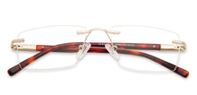 Load image into Gallery viewer, Gold Rectangle Rimless Unisex Eyeglasses by Vincent Chase-142841