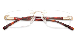 Gold Rectangle Rimless Unisex Eyeglasses by Vincent Chase-142841