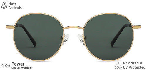 Gold Round Full Rim Unisex Sunglasses by Vincent Chase-149277