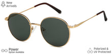 Load image into Gallery viewer, Gold Round Full Rim Unisex Sunglasses by Vincent Chase-149277