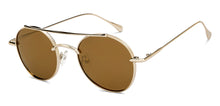 Load image into Gallery viewer, Gold Round Full Rim Unisex Sunglasses by Vincent Chase Polarized-209364
