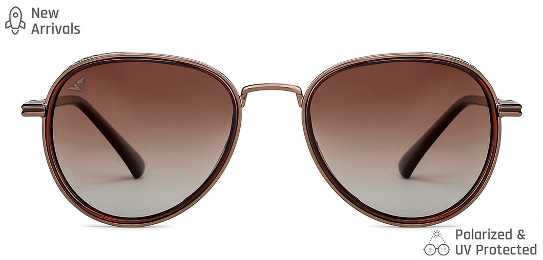 Brown Aviator Full Rim Unisex Sunglasses by Vincent Chase Polarized-147043