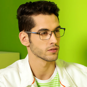 Grey Rectangle Full Rim Unisex Eyeglasses by Lenskart Air Online-139667