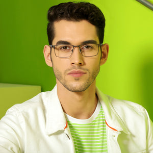 Grey Rectangle Full Rim Unisex Eyeglasses by Lenskart Air Online-139667