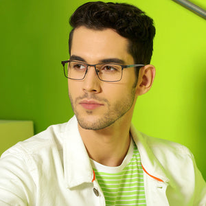 Grey Rectangle Full Rim Unisex Eyeglasses by Lenskart Air Online-139667