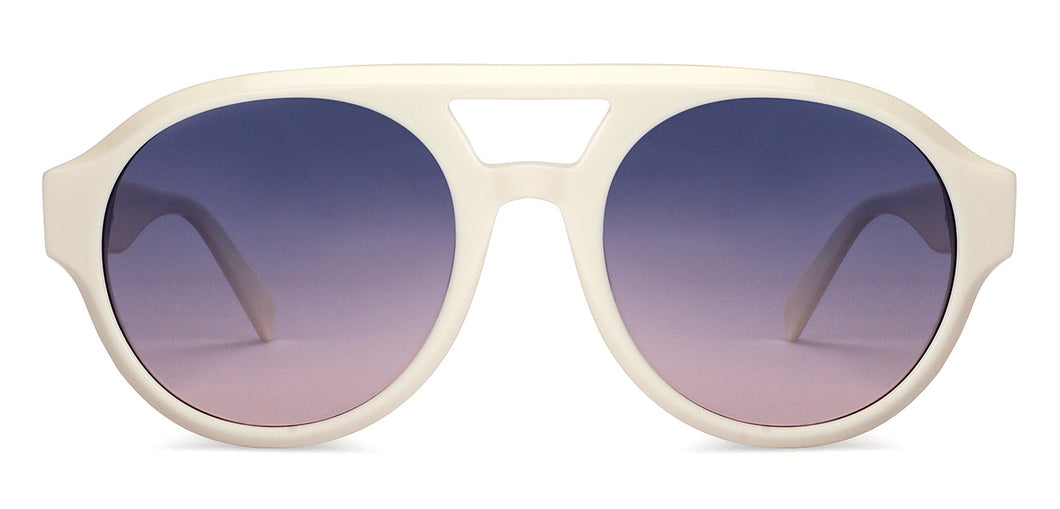 White Round Full Rim Unisex Sunglasses by John Jacobs-201680