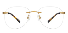 Load image into Gallery viewer, Gold Aviator Rimless Unisex Eyeglasses by Vincent Chase-150424