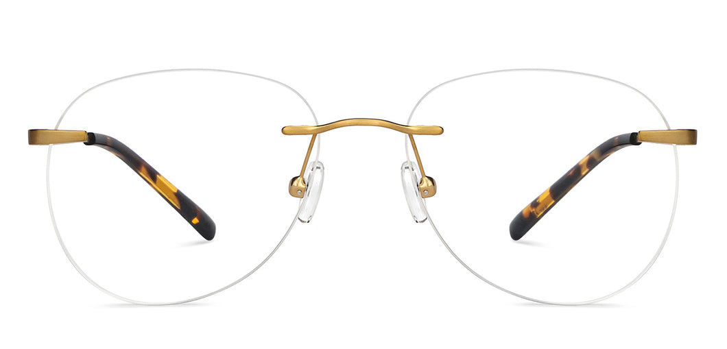 Gold Aviator Rimless Unisex Eyeglasses by Vincent Chase-150424