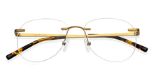 Load image into Gallery viewer, Gold Aviator Rimless Unisex Eyeglasses by Vincent Chase-150424