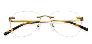 Gold Aviator Rimless Unisex Eyeglasses by Vincent Chase-150424
